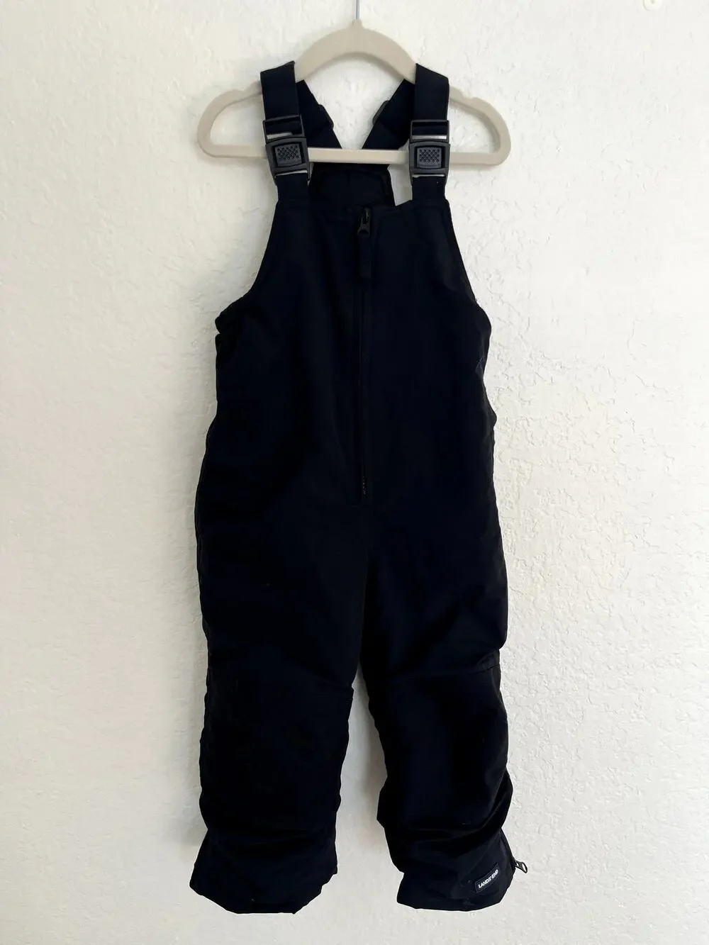 Lands' End Kids Black Insulated Waterproof Snow Bib Overalls Size 3T